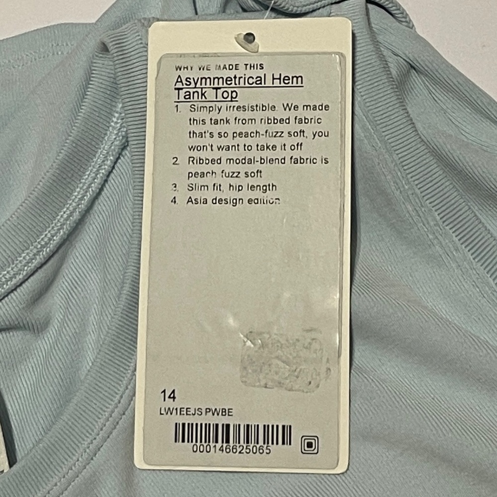 NWT Lululemon Asymmetrical Tank Top Sleeveless Powder Blue - Picture 5 of 7